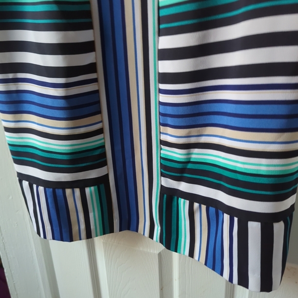 Voir Voir Round Neck Stripe Sleeveless Stretch Side Zip Jersey Shift Dress  24W - Picture 8 of 11